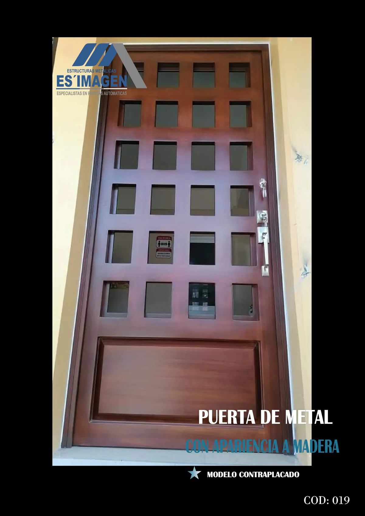 Foto real de la puerta de metal COD019